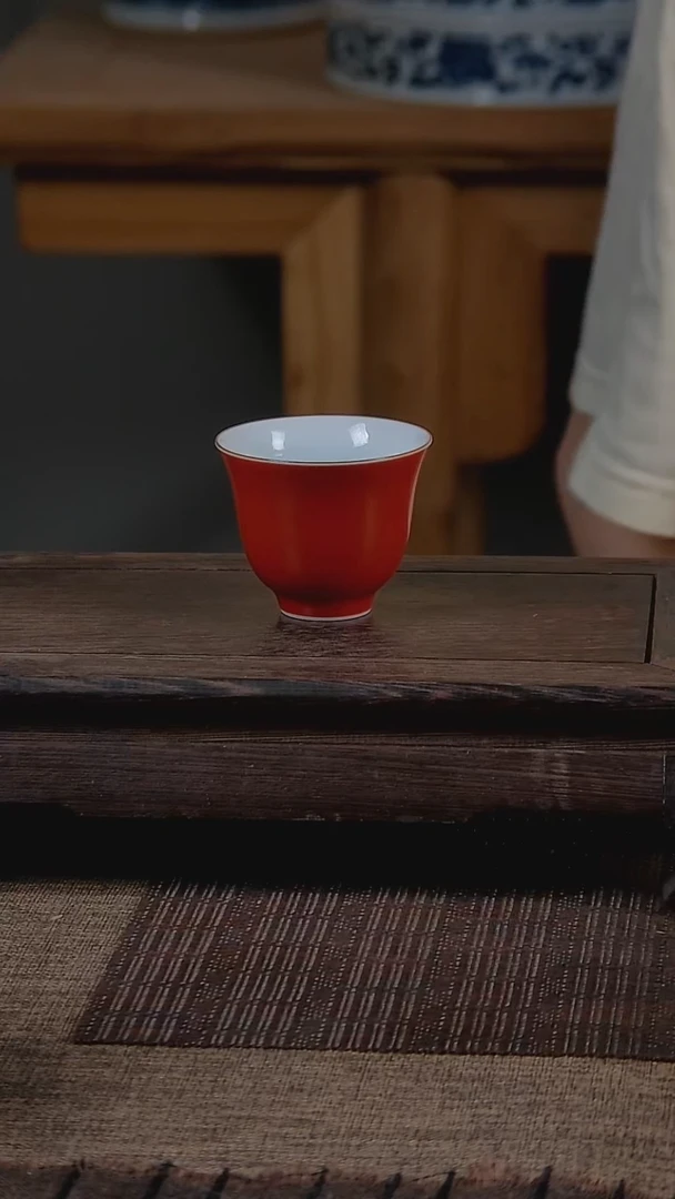 杯折葵非器手工手绘霁红主人杯