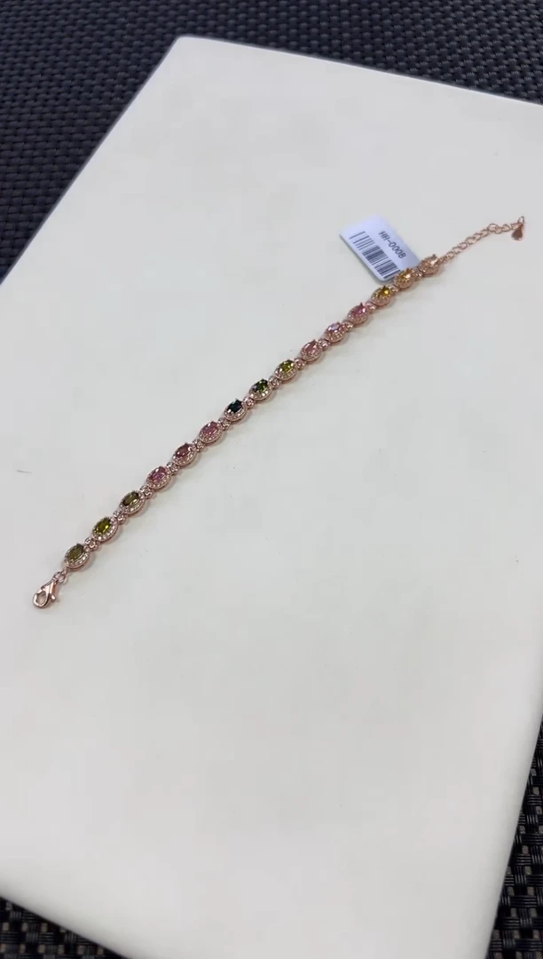 手链银S925镶嵌碧玺（多样性发一件）0008