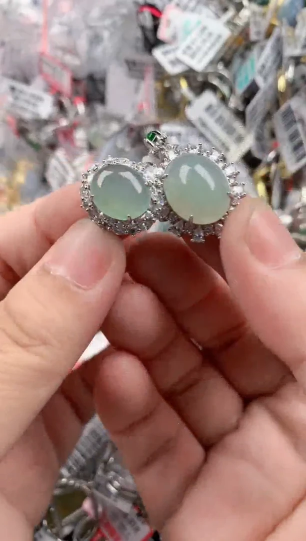 银S925镶嵌戒指翡翠666----3