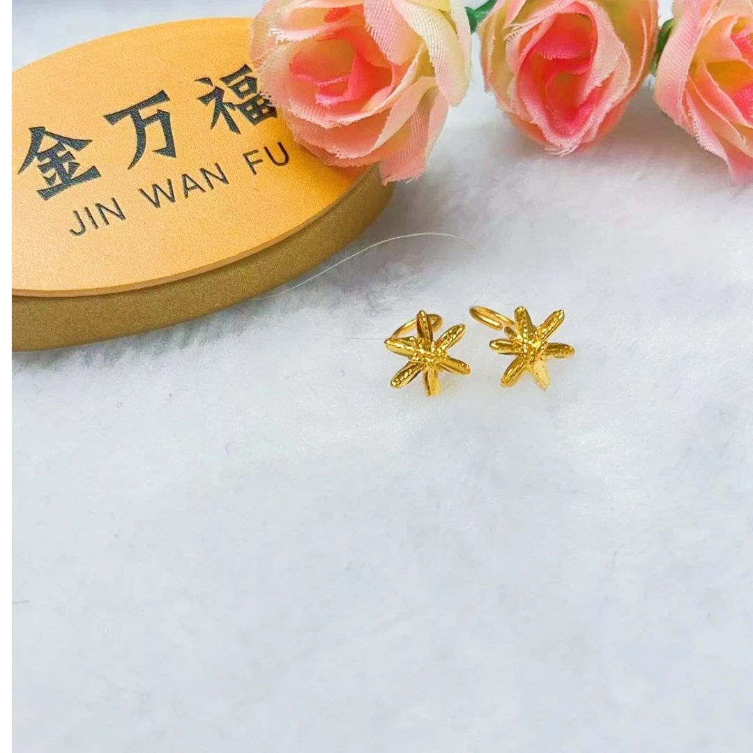 金万福黄金足金六芒星耳钉2.36克
