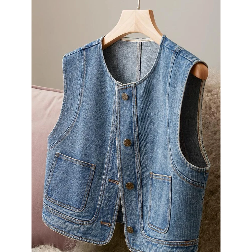 时尚潮流牛仔马甲女新款百搭设计感小众春夏外搭休闲高级背心马夹