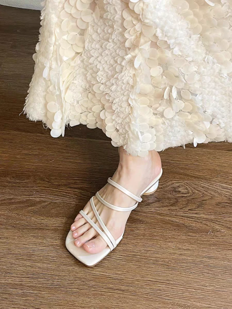 仙女风百搭细跟凉鞋女夏季新款外穿法式厚底中跟凉拖鞋8796-2