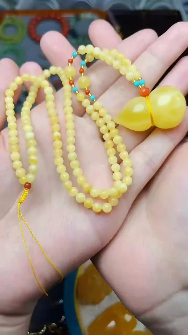 蜜蜡颈饰未镶嵌葫芦 06