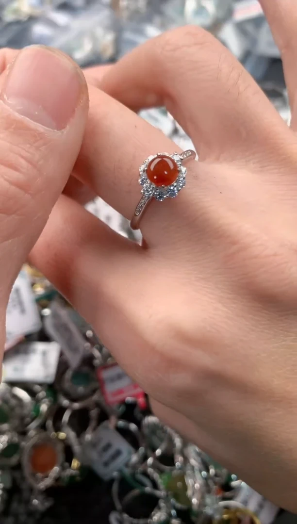 银S925镶嵌戒指翡翠常***馨7                         3