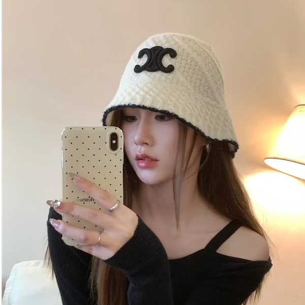 凯旋门帽子渔夫帽盆帽针织帽大头围显脸小保暖2024新款秋冬毛线帽