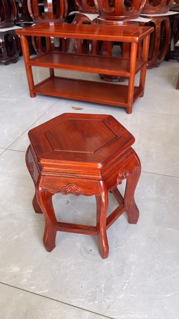 花梨木类家具34高六角凳