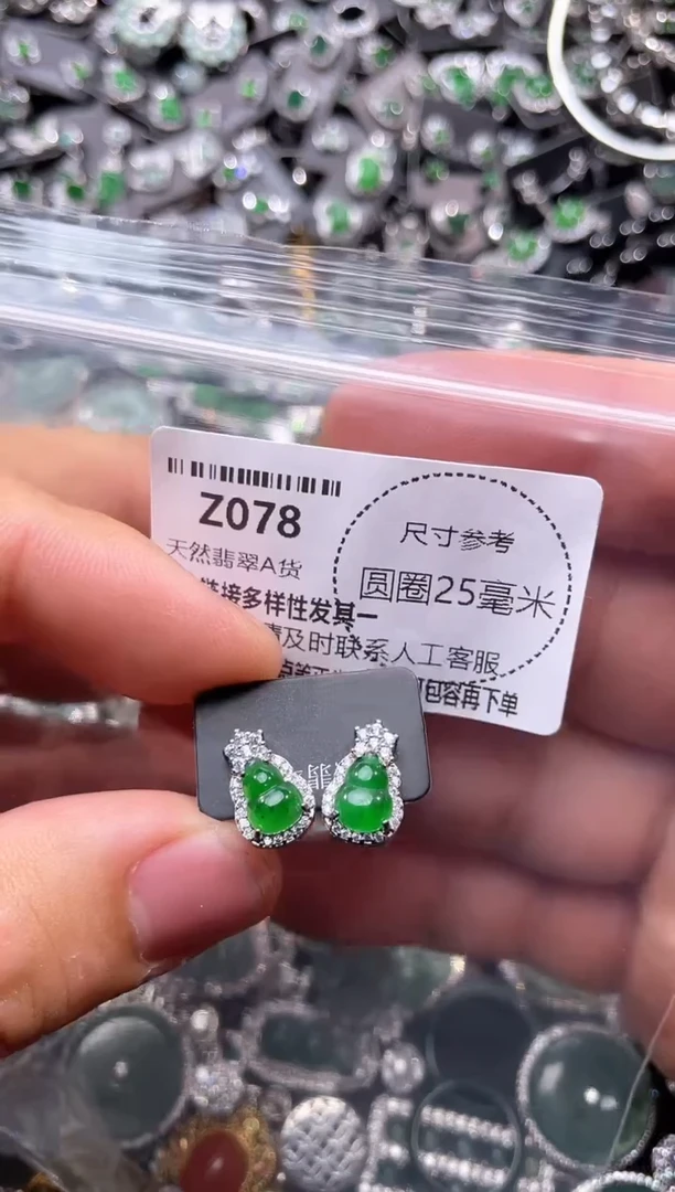 翡翠未镶嵌颈饰Z078耳钉