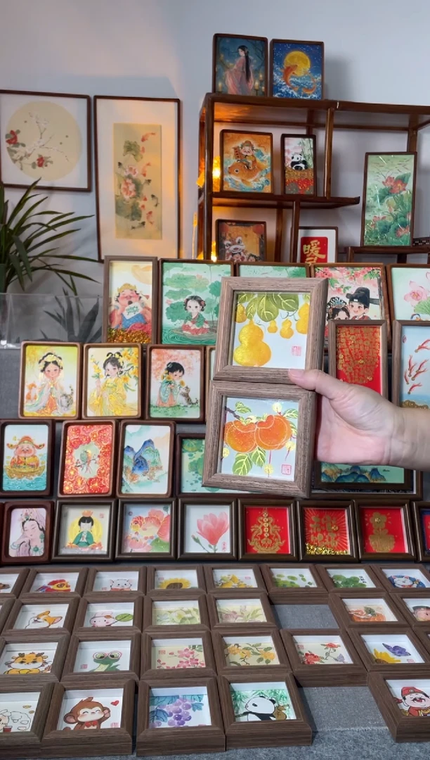 【闪购商品】国画小柿子小葫芦手绘国画摆台挂画