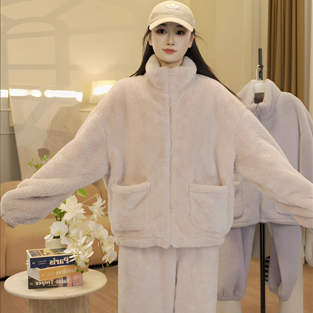 【冬季新款】一整套长袖女秋冬睡衣女士常规套装毛绒冬季家居服