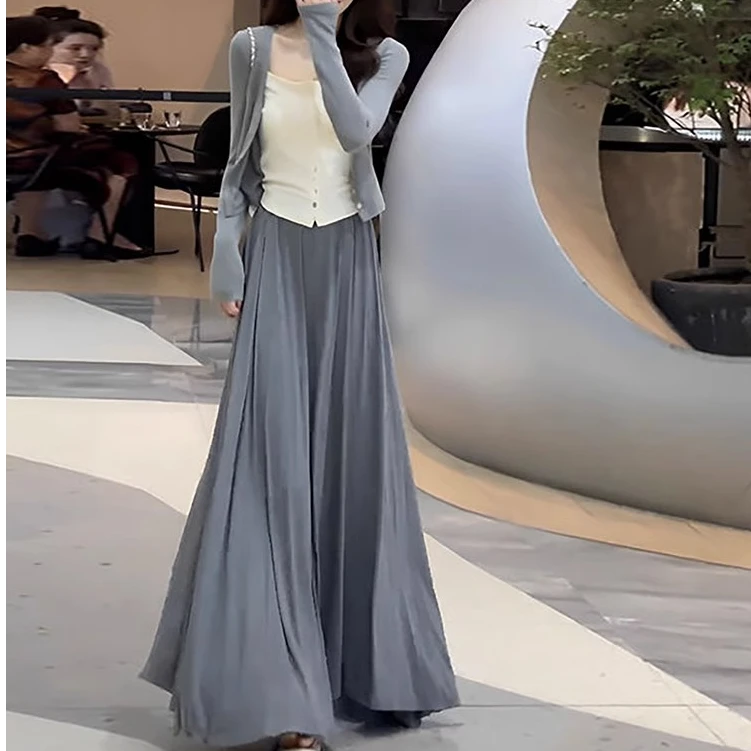 莫代尔半身裙仙女夏季垂坠感高腰气质伞裙高个子长款到脚踝拖地裙