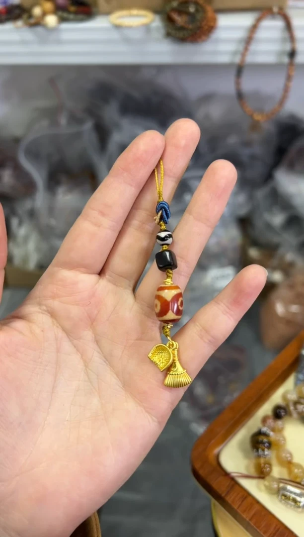 【闪购商品】玛瑙/玉髓手链未镶嵌红肉三眼玛瑙珠挂件[3596]