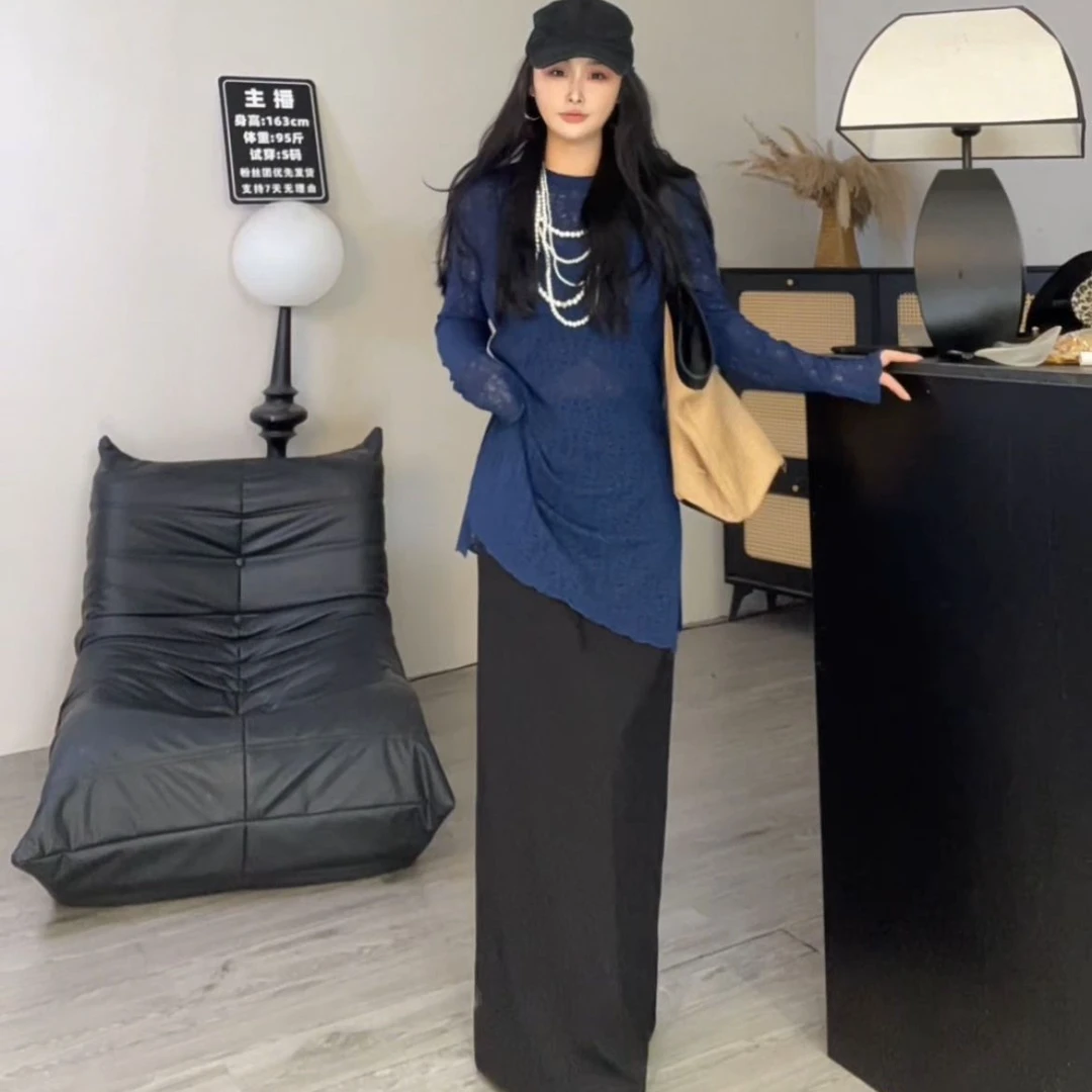 【宝儿姐优选】贼显瘦蕾丝纯色极简风T恤上衣