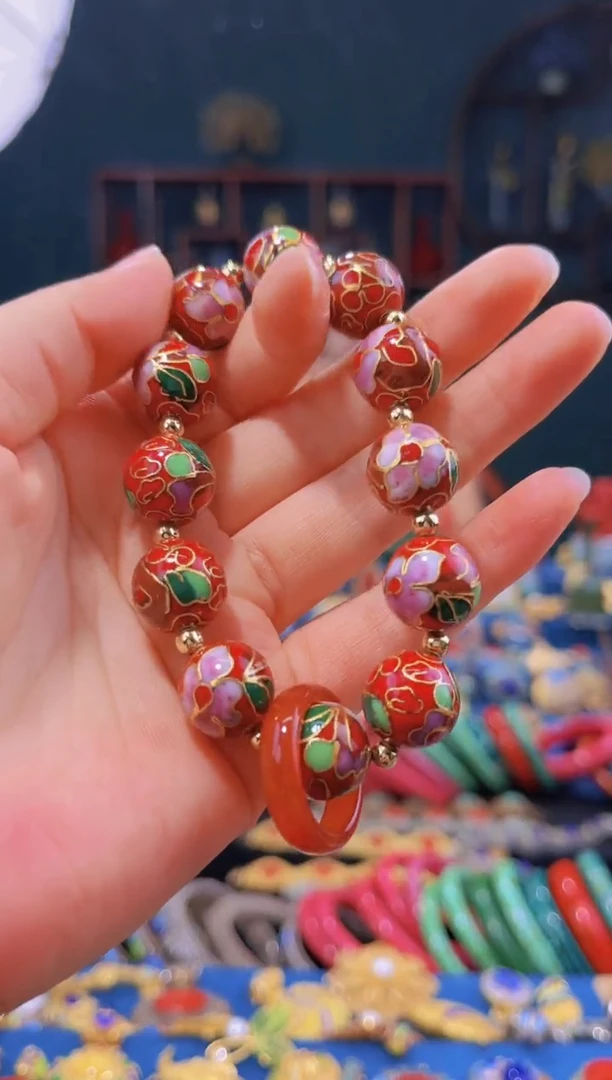 非遗 景泰蓝手串1.4红色