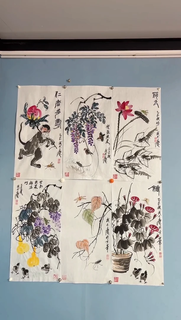 国画武天庆老师六条屏