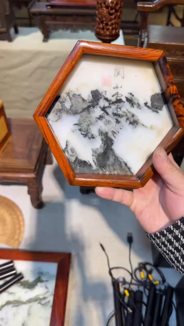 木大红酸枝  云石  壶承  烟灰缸