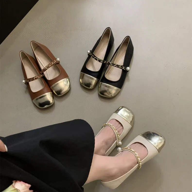 【 雨•美 推荐 】B33-30气质百搭拼色小香风小皮鞋