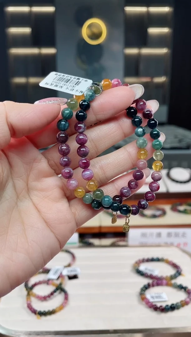 未镶嵌老矿碧玺单圈手串6mm+碧玺（多样性发一条）T