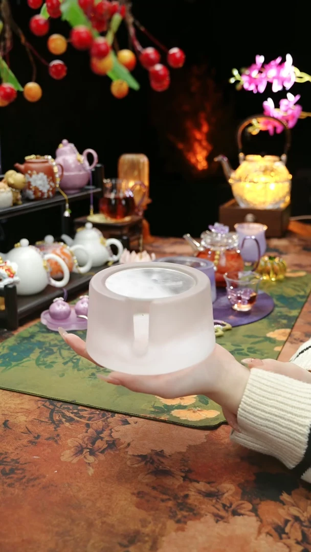 【闪购商品】粉色水晶琉璃蜡烛温茶台