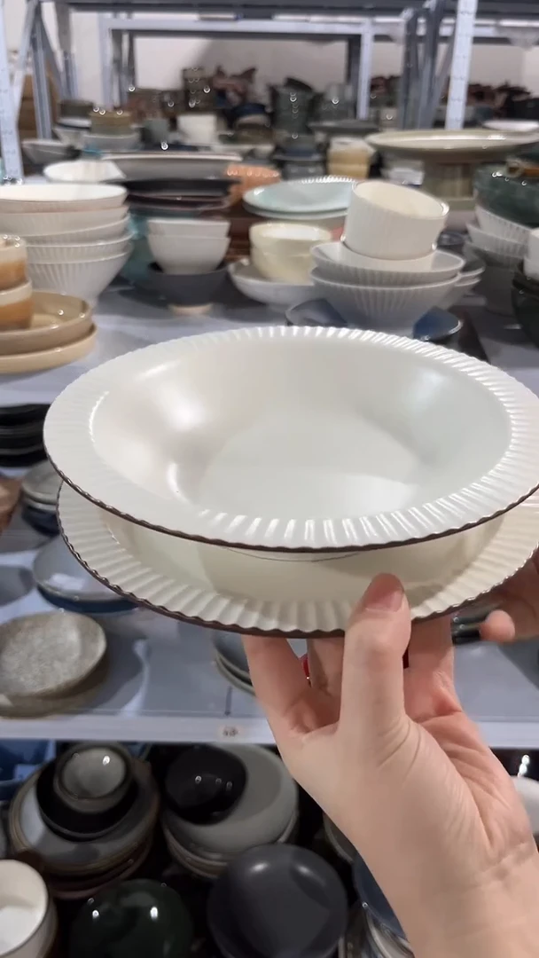 【闪购商品】瓷片外贸尾货微瑕满20包邮X2浅盘加草帽咖边