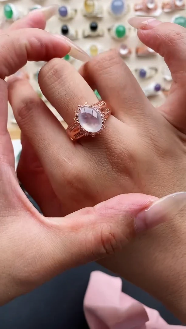 银S925镶嵌戒指翡翠缅甸天然A货翡翠22  1 -8