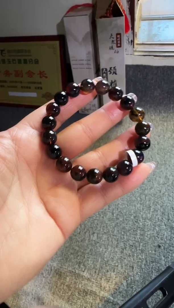 手串琥珀未镶嵌#23缅甸琥珀星际蓝翁珀手串10mm