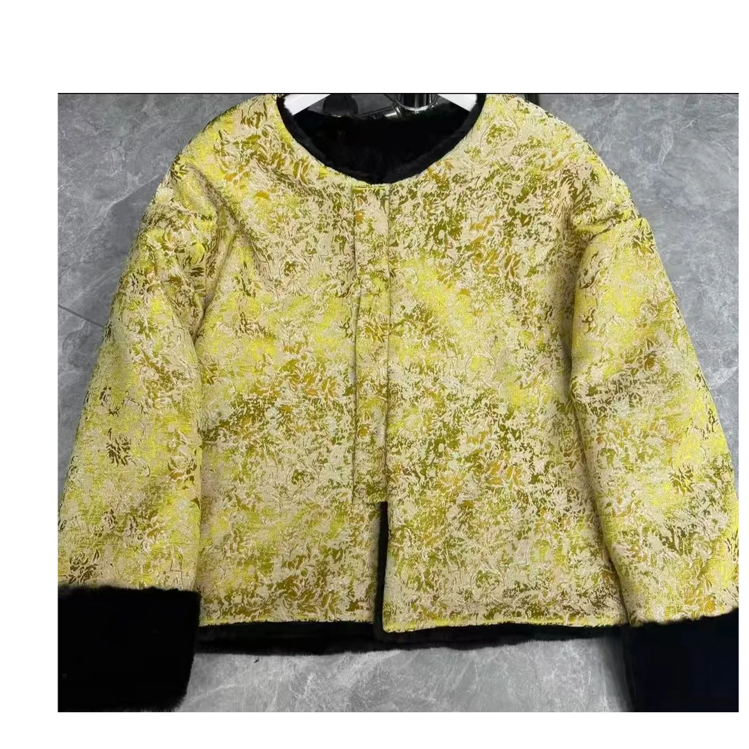 舒贝开新中式百搭加厚秋冬带毛棉服上衣