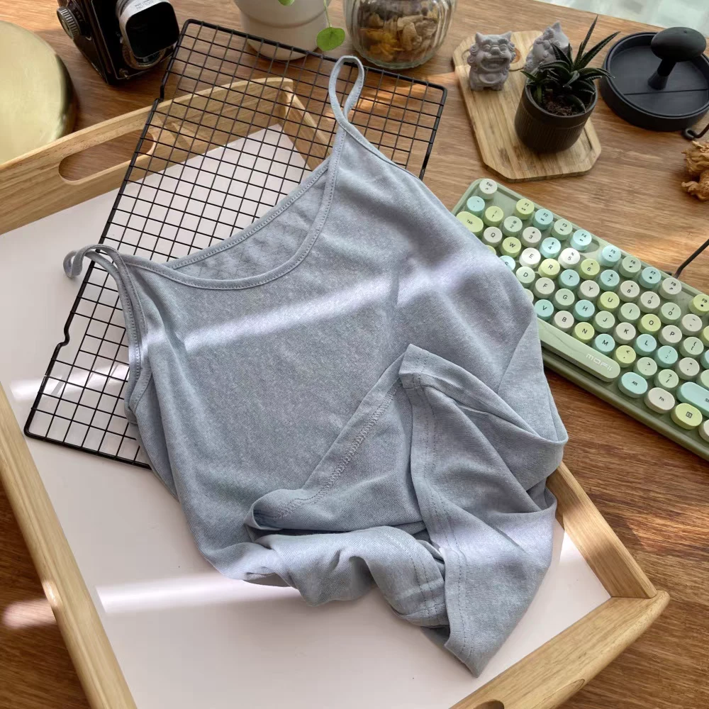 极简风潮流风针织麻两面穿V领平领160g时尚风背心吊带百搭休闲