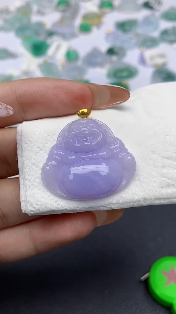 颈饰18K金镶嵌翡翠天然缅甸a货翡翠百元以上9元证书费自理