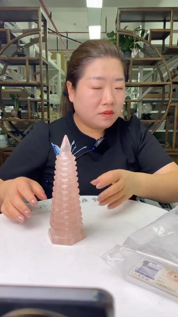 水晶珠宝半成品未镶嵌粉水晶文昌塔D792