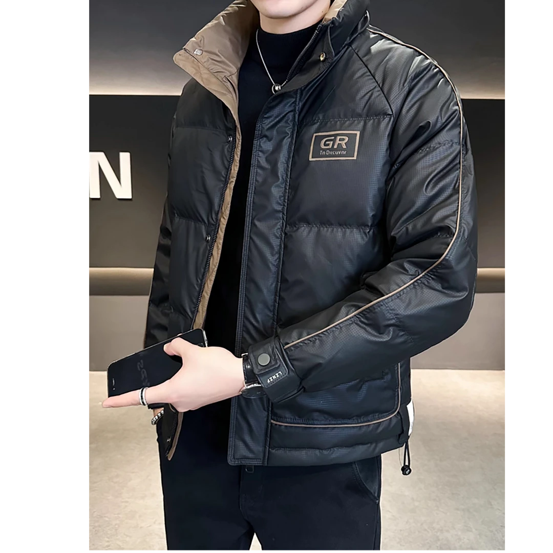 男士棉服防寒服秋冬2026新款潮牌拼色立领高端加厚冬装棉衣外套男