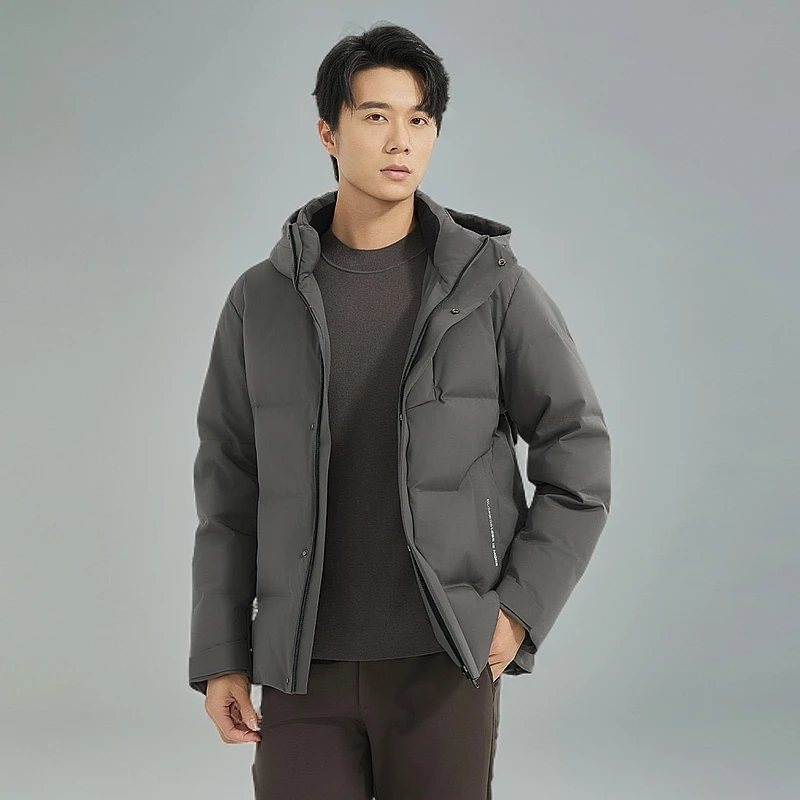 【鲜绒拒水羽绒】利郎男士短款外套冬季加厚保暖户外休闲连帽羽绒服