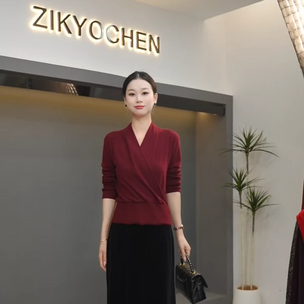 ZIKYOCHEN秋冬新款羊毛打底衫气质轻奢T恤显瘦时尚修身上衣女