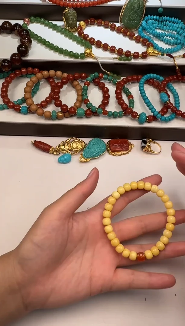 裸石蜜蜡18K金镶嵌拾***～手串手串