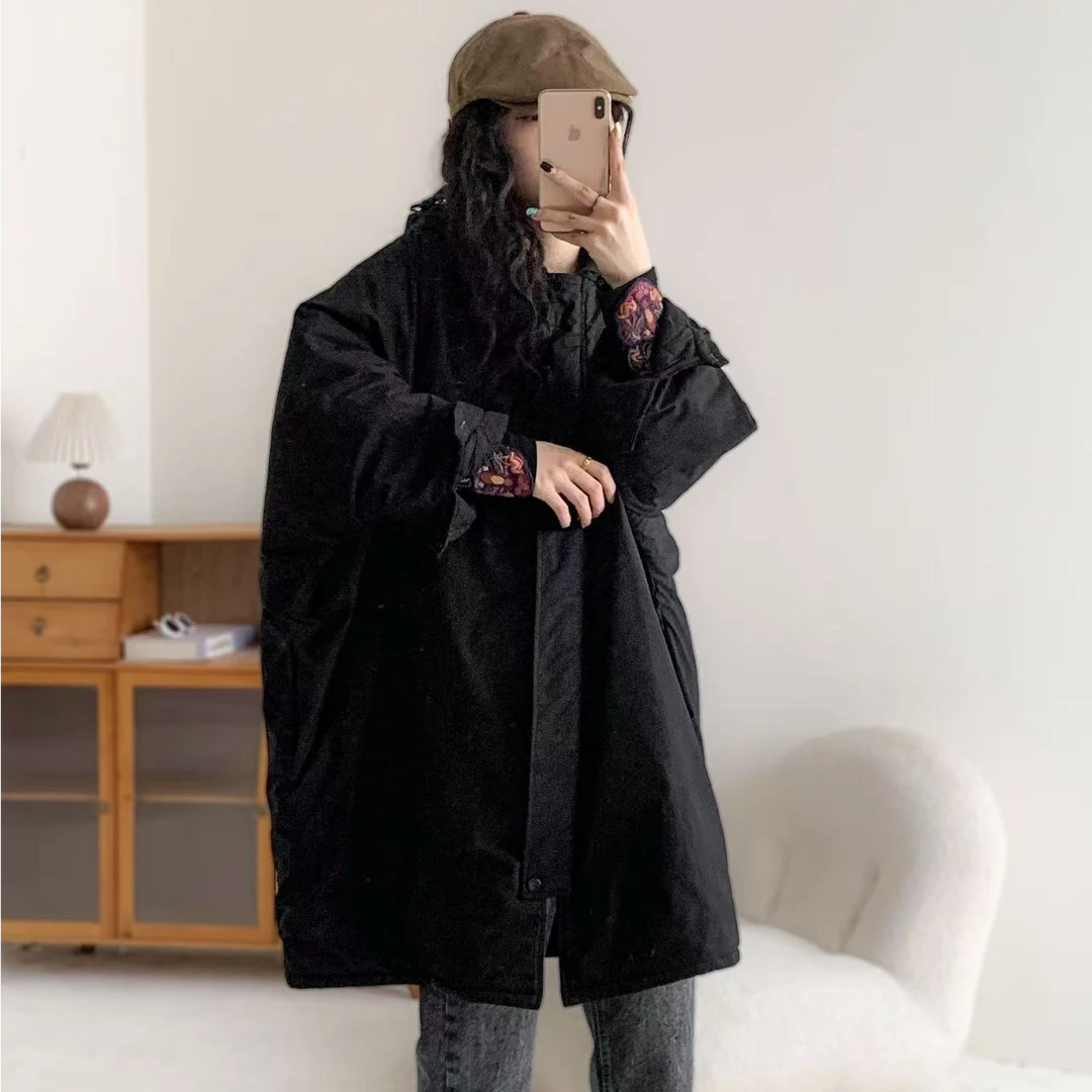 【悦兮】冬季新款宽松百搭休闲时尚保暖中长款加棉连帽女外套83591