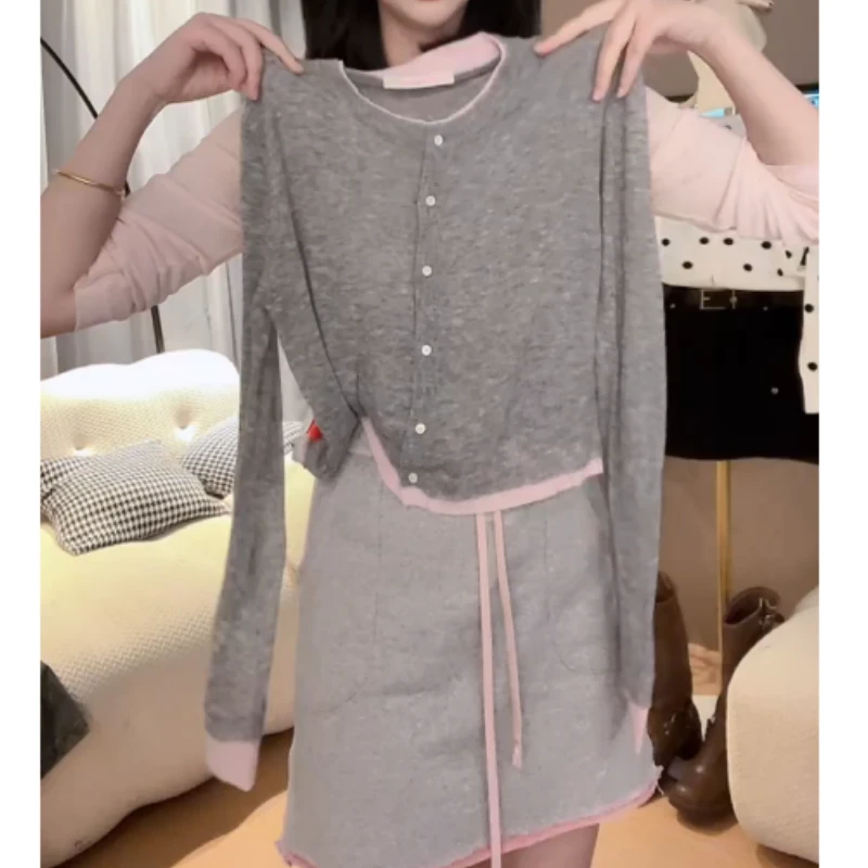 【拼色开衫】流行款卡通印花长袖新款开衫潮流休闲上衣LK2505919