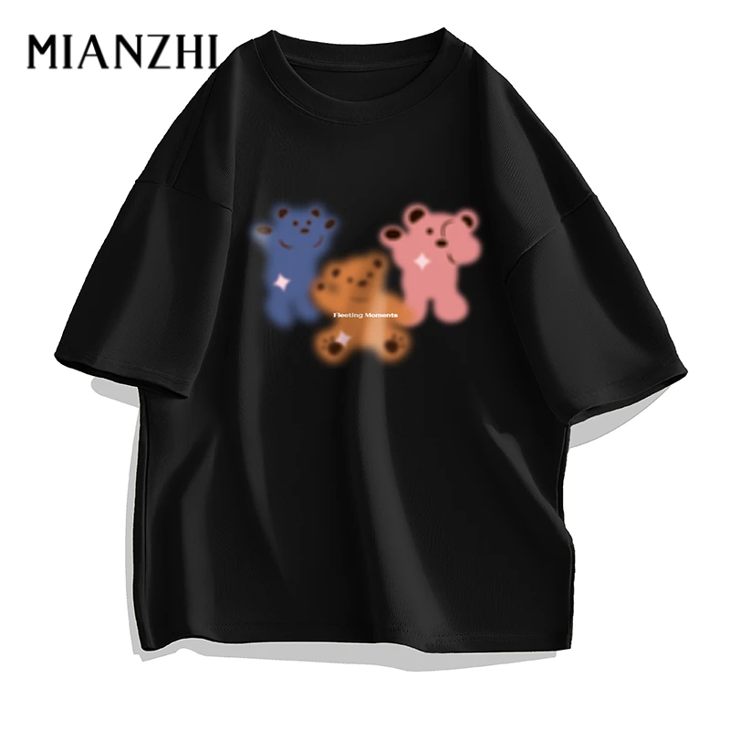 【棉致】原创夏季女士纯棉T恤创意印花韩系时尚宽松显瘦短袖T恤