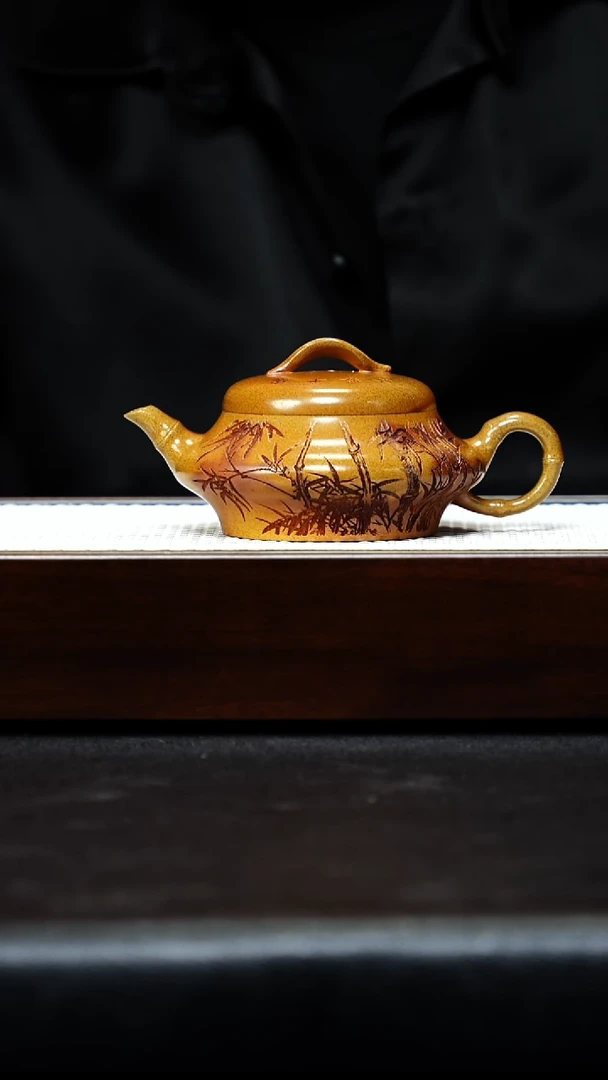 茶杯紫砂宜兴紫砂 竹韵虚扁 黄金段 赵晖