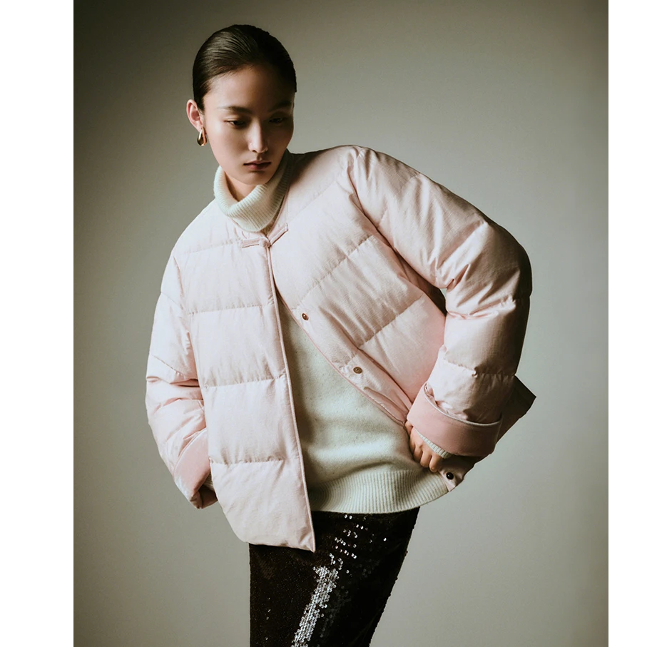 Naivee/纳薇【官旗】90白鹅绒25冬新款新中式雨露麻羽绒服25A210540