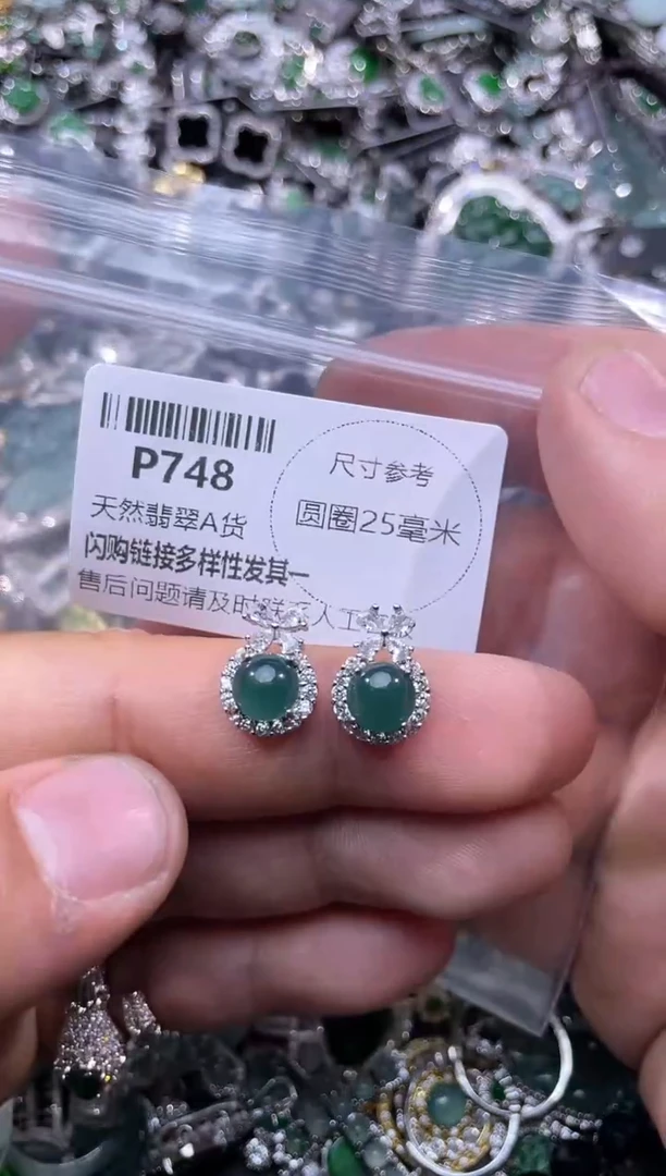 【闪购商品】翡翠颈饰未镶嵌P748耳钉