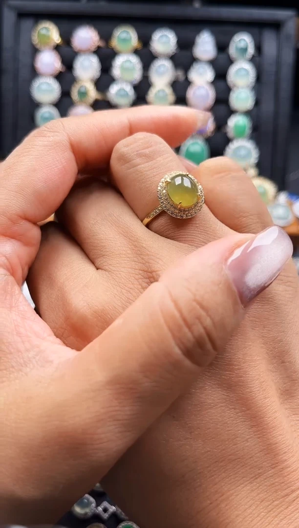 翡翠戒指银S925镶嵌缅甸天然A货翡翠S925银镶嵌