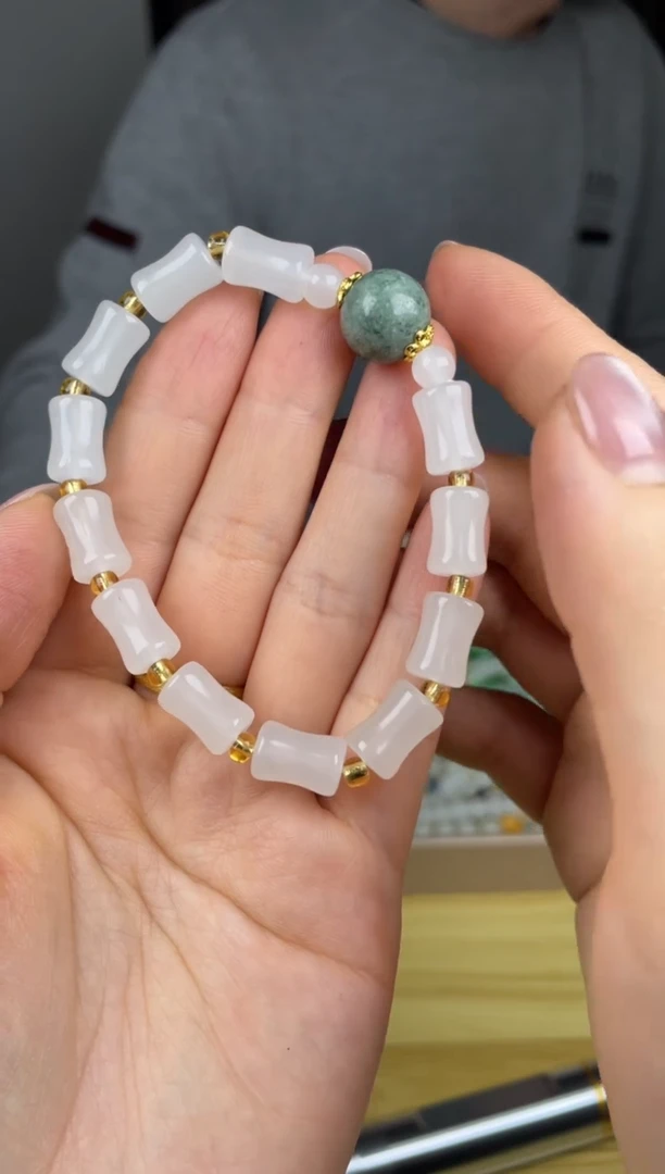 未镶嵌手链翡翠DIY45竹节单珠手串