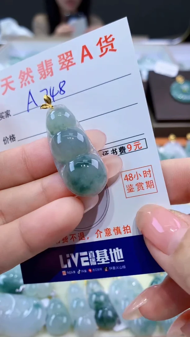 颈饰18K金镶嵌翡翠天然翡翠A货挂件