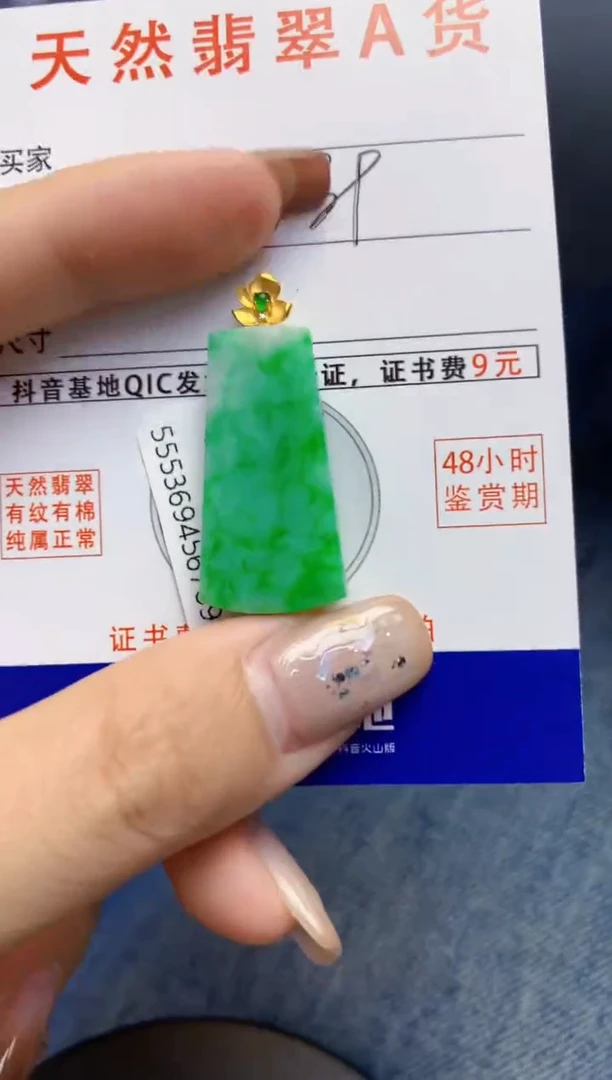 颈饰18K金镶嵌翡翠天然A货翡翠百元以上9元证书费自理