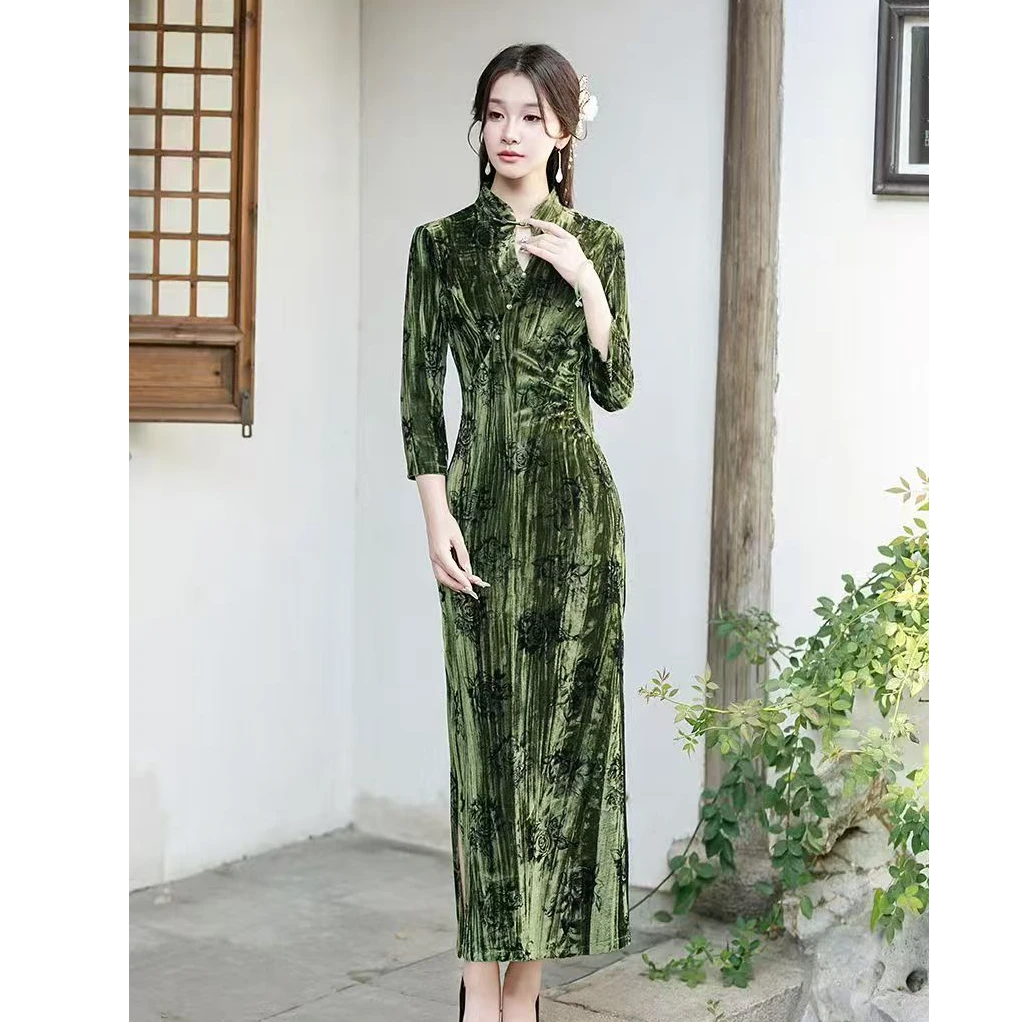 江南春【青瑶】新中式文艺港风复古高端日常旗袍奢华气质连衣裙