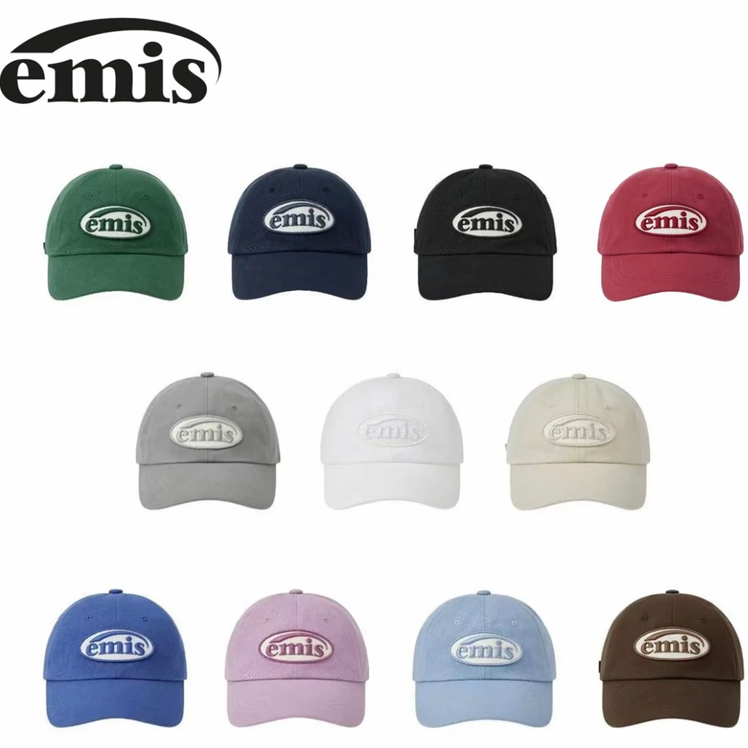 韩国emis帽子同色系经典可乐标棒球帽大头围显脸小情侣素颜帽