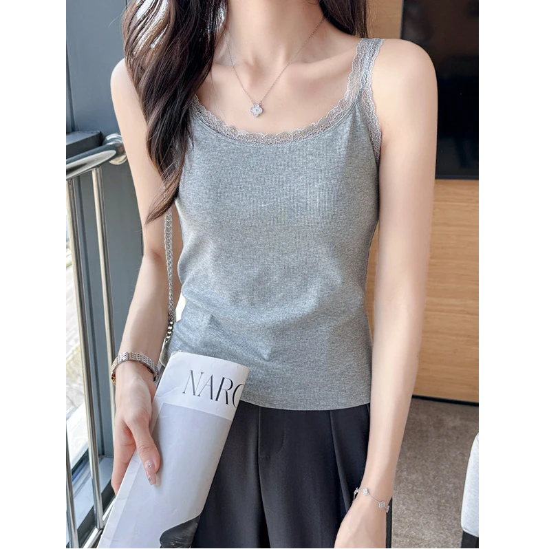 欧货蕾丝吊带背心女内搭夏季新款修身外穿短款纯欲甜辣妹无袖打底