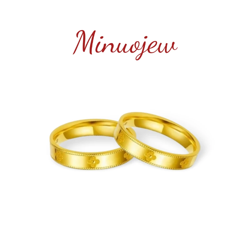 MiNUO/金艺情侣对戒四叶草镀金男女万花筒戒指时尚