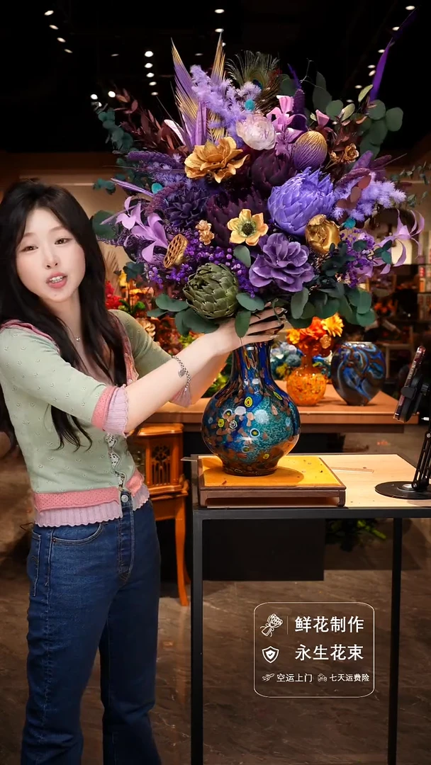 手工艺品琉璃手工花器花束空运包邮送货上门-以图片为准