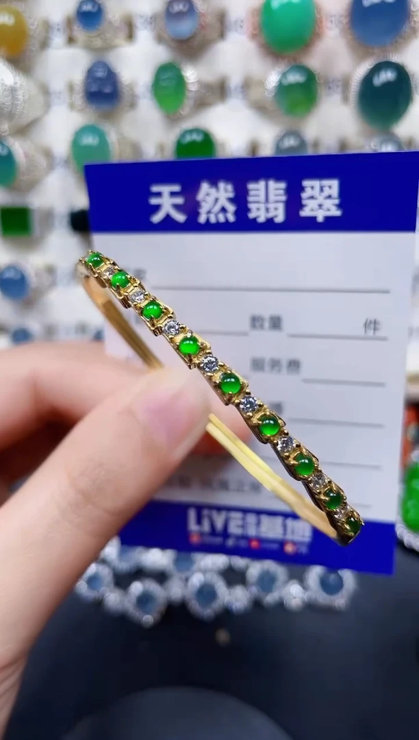 银S925镶嵌手镯翡翠203