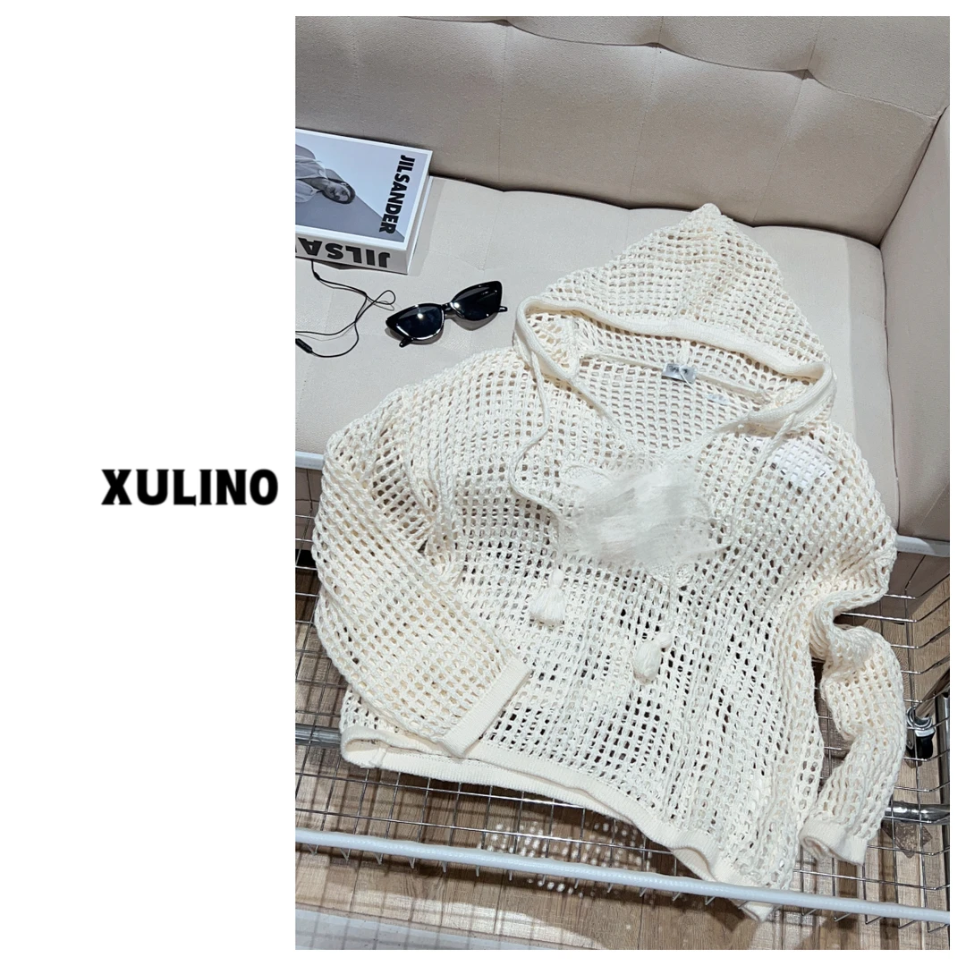 【老徐推荐】丨C丨春夏休闲镂空抽绳连帽针织衫 XL0705-0550